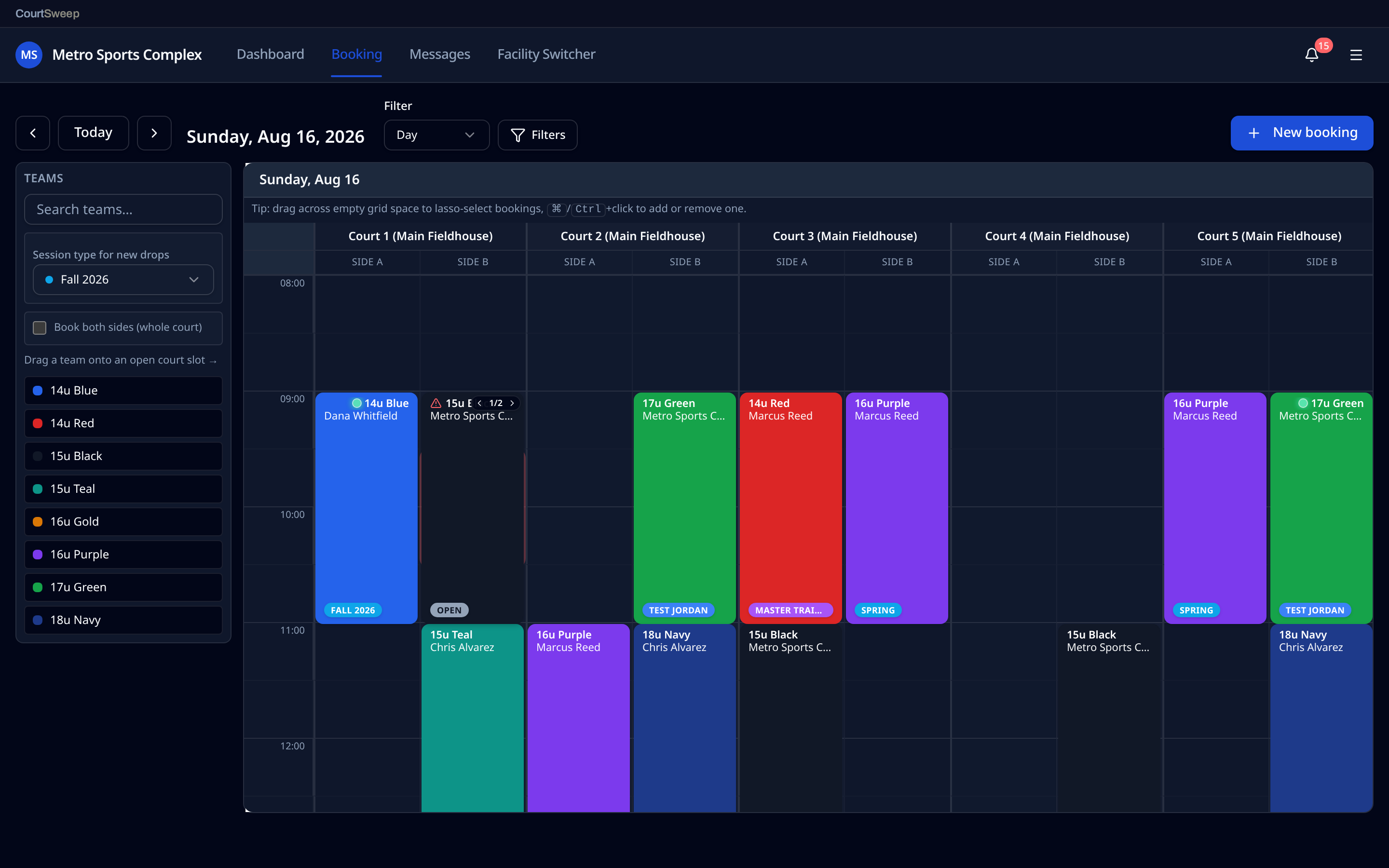 CourtSweep live court schedule